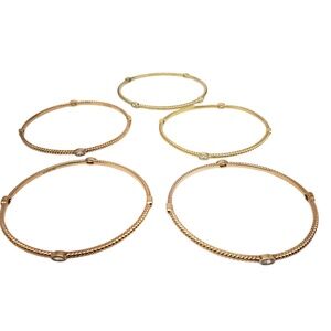 Sterling Silver Gold-Tone Cubic Zirconia Bangle Bracelets Set Of 5 #21290